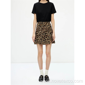 97% Poly 3% SP Leopard Print Short Skirt